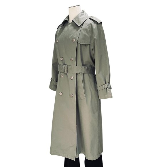 Vintage London Fog Trench Coat Double Breasted Belted Khaki Streetwear 16 1/2 R - Picture 5 of 15